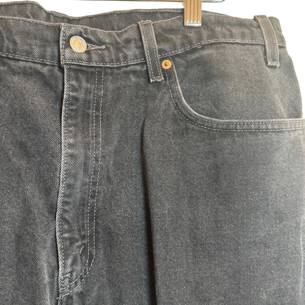 Levis 505 Regular Fit Straight Leg Jeans Mens Black Denim Pants - Picture 3 of 7